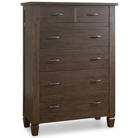 Transtional Rustic Style Chest of Drawers with Hidden Felt Lined Jewelry Drawer